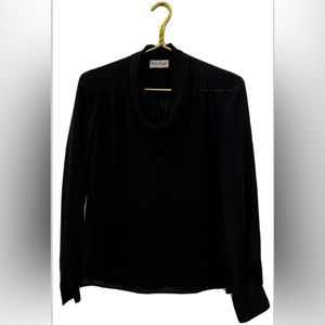 *Philippe Marques Drape Neck Black Blouse Long Sleeve Size 6